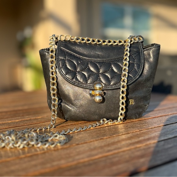 Bally Handbags - Bally Italian Leather | RARE Vintage Quilted Black Leather Bag | Unique Clasp